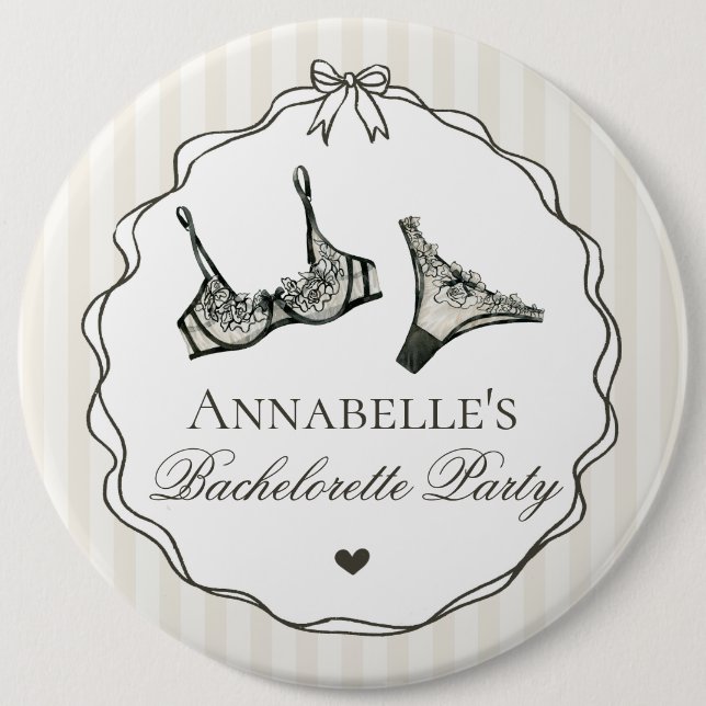 Badge Rond 15,2 Cm Lingerie noire, douche, cadeau pour enterrement de (Devant)