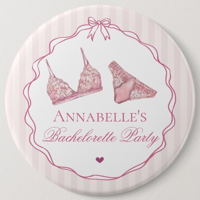 Badge Rond 15,2 Cm Lingerie rose en soie pour douche - Cadeau pour en (Devant)