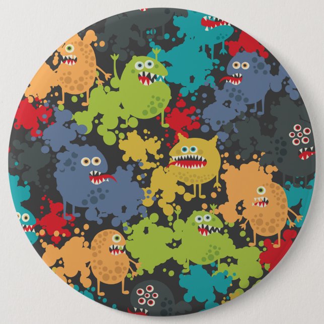 Badge Rond 15,2 Cm Little cute funny monsters (Devant)