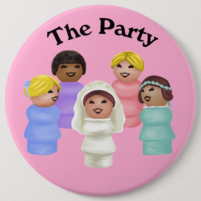 Badge Rond 15,2 Cm Little People - Femme du Parti (Devant)