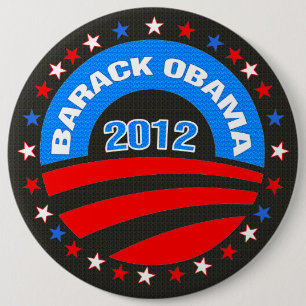 Badge Rond 15,2 Cm Logo Barack Obama 2012 Arrière - plan noir