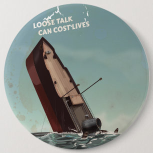 Badge Rond 15,2 Cm Loose Talk Cost Lives WW2 Poster