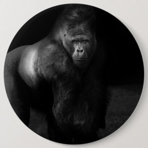 Badge Rond 15,2 Cm Lumière sur la force – Gorille dos argenté
