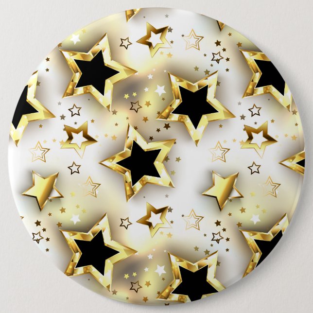 Badge Rond 15,2 Cm Lumière transparente avec étoiles or (Devant)
