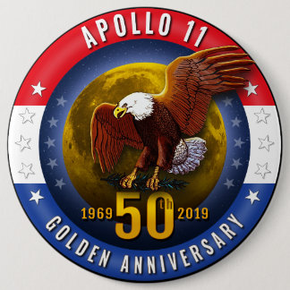 Badge Rond 15,2 Cm Lune patriotique Eagle de cinquantième