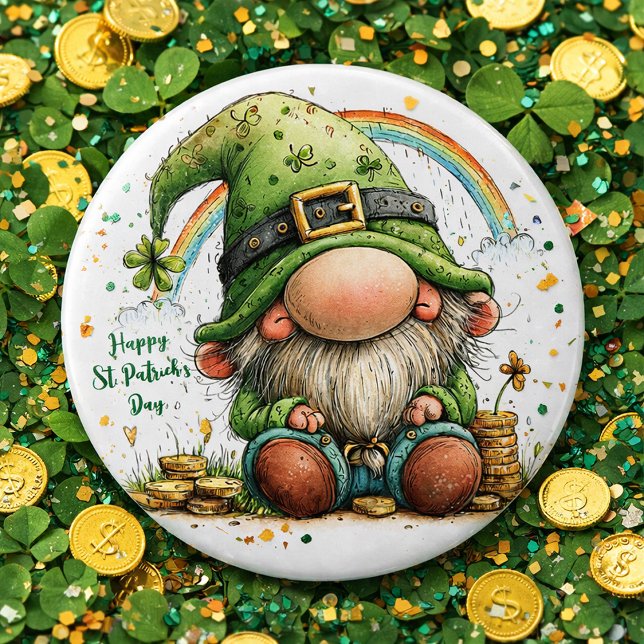 Badge Rond 15,2 Cm Lutin de la Saint-Patrick Capricieux (Créateur téléchargé)