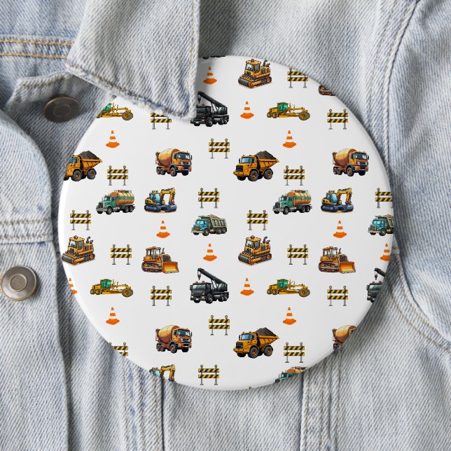 Badge Rond 15,2 Cm Machinerie de construction  (En situation)