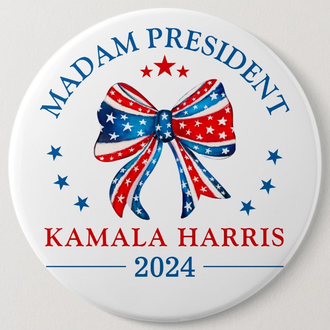 Badge Rond 15,2 Cm Madame la Présidente Kamala Harris (Devant)
