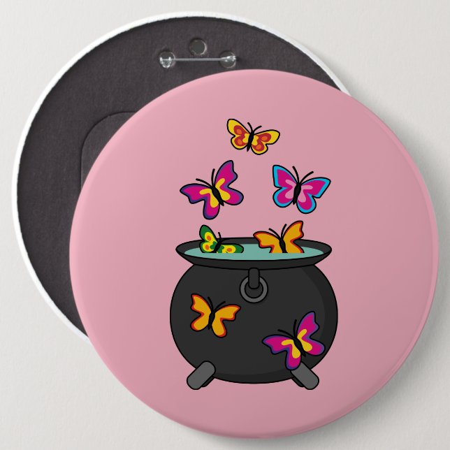 Badge Rond 15,2 Cm Magical Butterflies from a cauldron (Devant & derrière)
