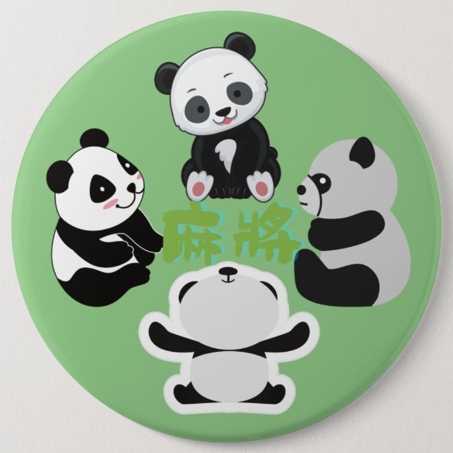 Badge Rond 15,2 Cm Mahjong Panda Cute Funny (Devant)