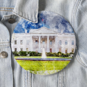 Badge Rond 15,2 Cm Maison Blanche à Washington DC Watercolor