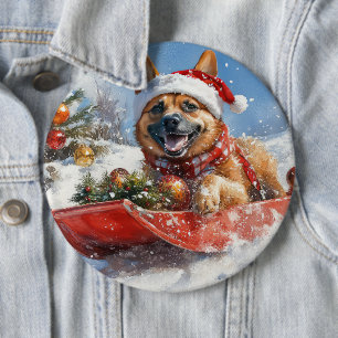 Badge Rond 15,2 Cm Malinoi belge dans la boue Laisser neiger Noël