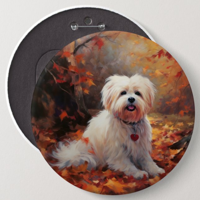 Badge Rond 15,2 Cm Malti Tzu à l'automne Feuilles automne Inspire (Devant & derrière)