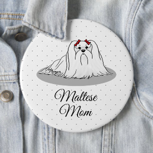 Badge Rond 15,2 Cm Maman maltaise - Mignonne Chien race Maman Chien M