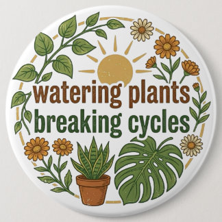 Badge Rond 15,2 Cm Maman plante boho brisant les cycles santé mentale