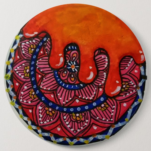 Badge Rond 15,2 Cm Mandala Art Buttons & Patches. (Devant)