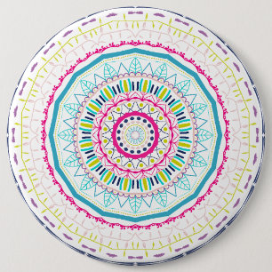 Badge Rond 15,2 Cm mandala coloré