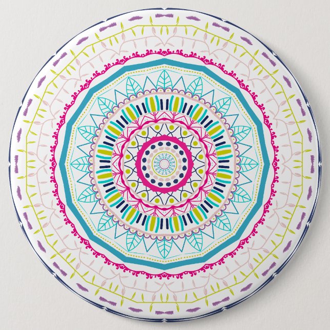 Badge Rond 15,2 Cm mandala coloré (Devant)