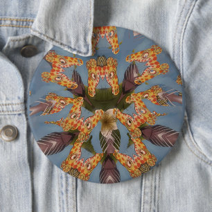 Badge Rond 15,2 Cm Mandala de girafe à kaléidoscope : Art de safari a
