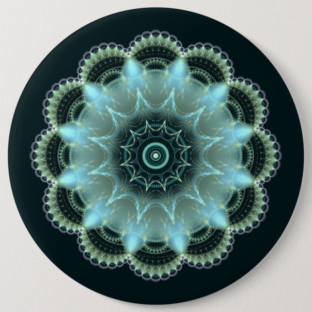 Badge Rond 15,2 Cm Mandala fractal étoile brillante (Devant)