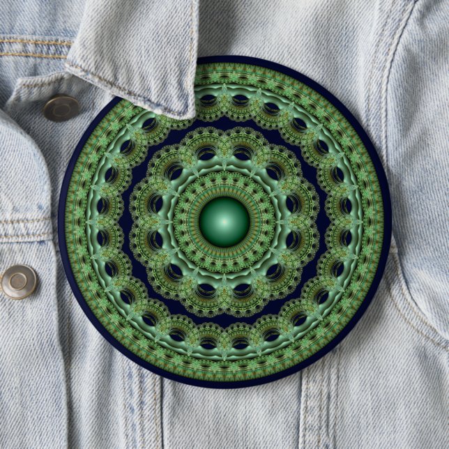 Badge Rond 15,2 Cm Mandala fractal rond de fée orné (En situation)
