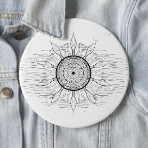 Badge Rond 15,2 Cm Mandala Soleil 1
