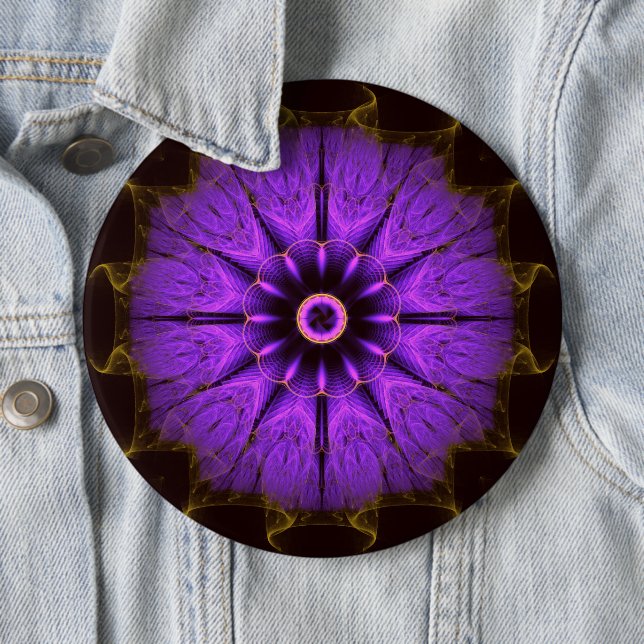Badge Rond 15,2 Cm Mandala Violet (En situation)