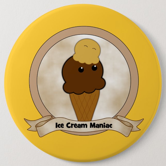 Badge Rond 15,2 Cm Maniac de glace (Devant)