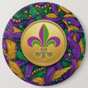 Badge Rond 15,2 Cm Mardi Gras Fleur de lis