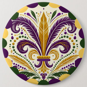 Badge Rond 15,2 Cm Mardi Gras fleur-de-lis