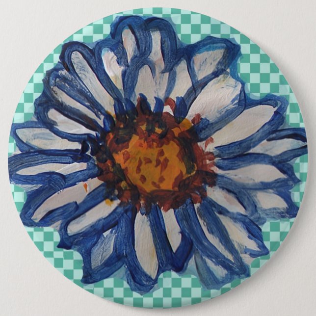 Badge Rond 15,2 Cm Marguerites peintes, sur l'arrière - plan (Devant)