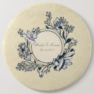 Badge Rond 15,2 Cm Mariage floral Vintage rustique