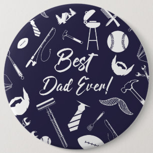 Badge Rond 15,2 Cm Marine Bleu Meilleur papa jamais