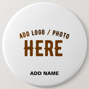 BADGE ROND 15,2 CM MARQUE BLANCHE MODERNE ET PERSONNALISABLE VÉRIFIÉE