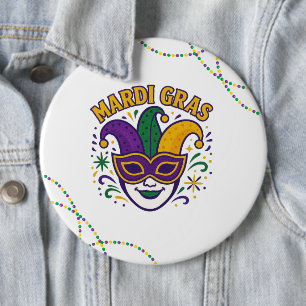 Badge Rond 15,2 Cm Masque de couleur traditionnelle de Mardi Gras