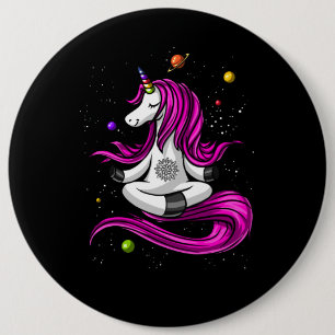 Badge Rond 15,2 Cm Méditation magique du Yoga Zen Space de l'Unicorn
