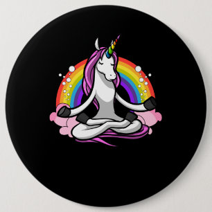 Badge Rond 15,2 Cm Méditation Zen de Yoga Unicorne magique Arc-en-ci