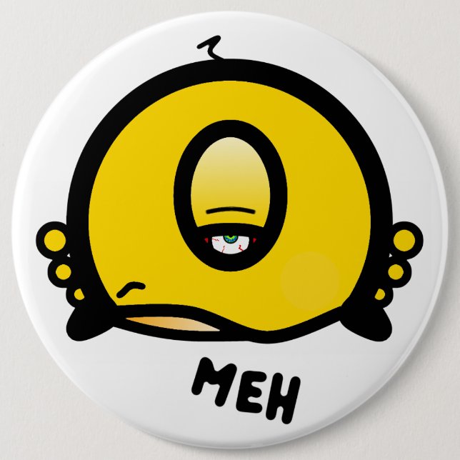 Badge Rond 15,2 Cm Meh One-Eyed Weird Creature Cartoon Character (Devant)