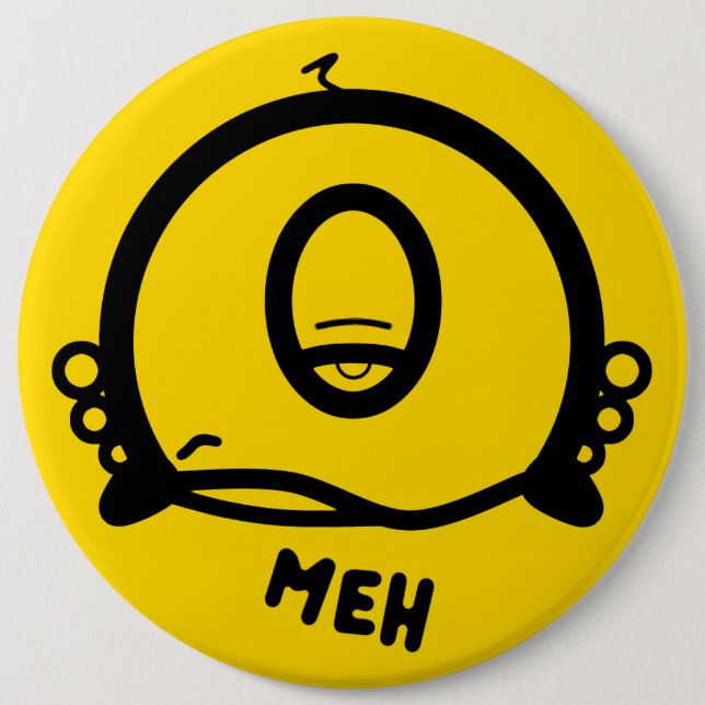 Badge Rond 15,2 Cm Meh One-Eyed Weird Creature Cartoon Character (Devant)