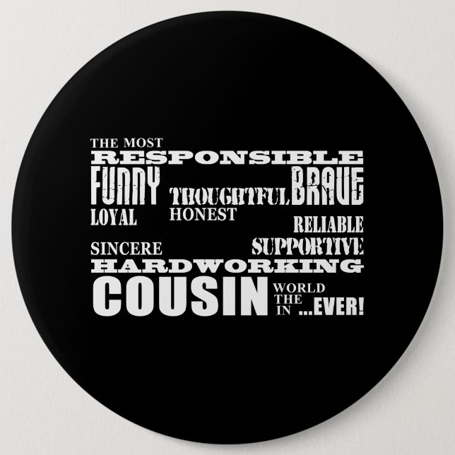 Badge Rond 15,2 Cm Meilleur cousin masculin pour lui Qualités (Devant)
