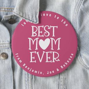 Badge Rond 15,2 Cm Meilleure maman Maman Jamais Coeur Noms Berry Rose
