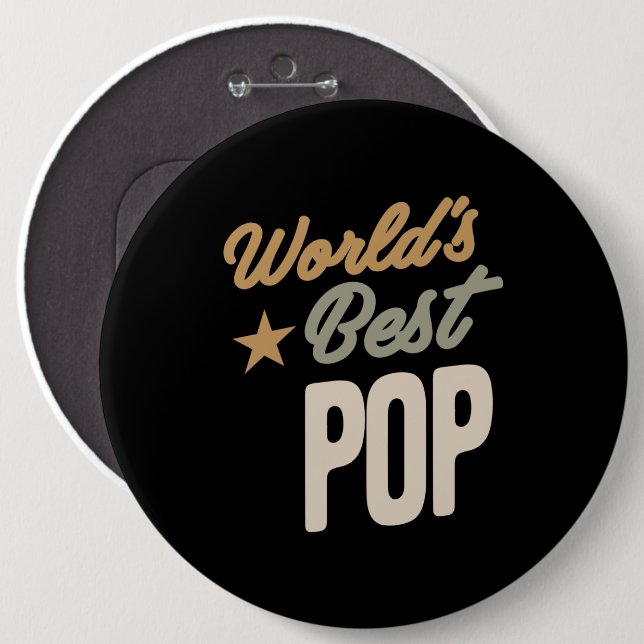 Badge Rond 15,2 Cm Meilleure pop du monde - Cadeaux père et grand-pèr (Devant & derrière)
