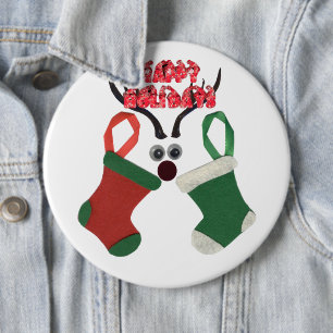 Badge Rond 15,2 Cm Meilleurs Vœux Noël Occasion Spéciale Rouge & Vert