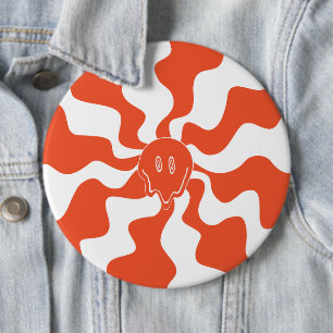 Badge Rond 15,2 Cm Mélange de sourire en orange et blanc