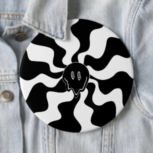 Badge Rond 15,2 Cm Melt de sourire - Noir et Blanc