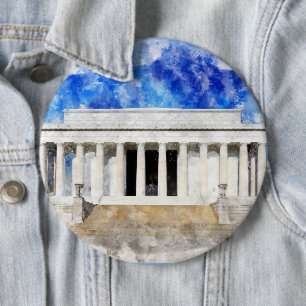 Badge Rond 15,2 Cm Mémorial Lincoln façade en aquarelle