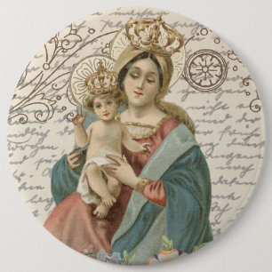 Badge Rond 15,2 Cm Mère bénie Mary Jésus de Vierge couronnée par 