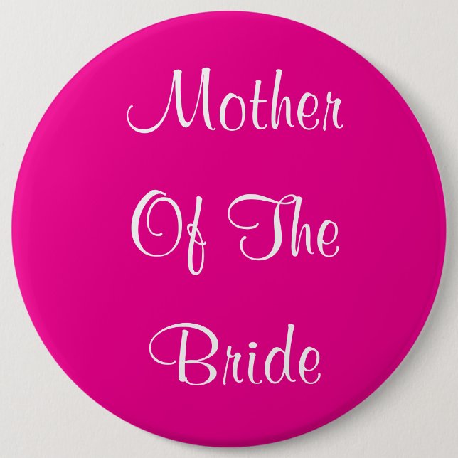 Badge Rond 15,2 Cm Mère Du Mariage De Mariée Simple Cadeau Rose (Devant)
