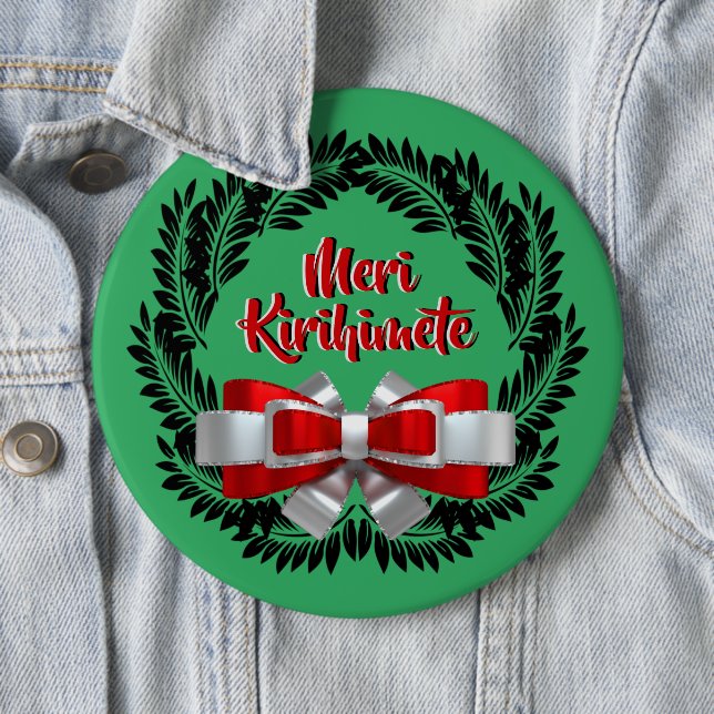 Badge Rond 15,2 Cm Meri Kirihimete Maori pour Joyeux Noël (En situation)