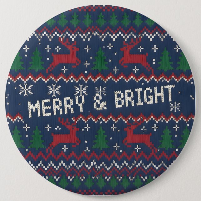 Badge Rond 15,2 Cm Merry & Bright Ugly Christmas Sweater (Devant)